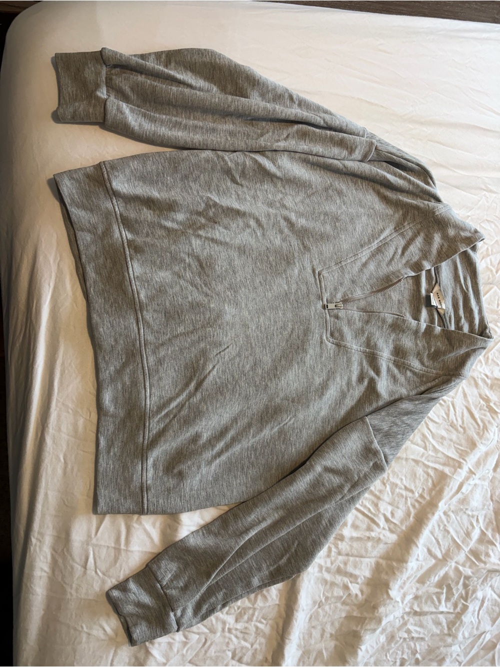 Women's Light Gray Half-Zip Pullover Sweatshirt